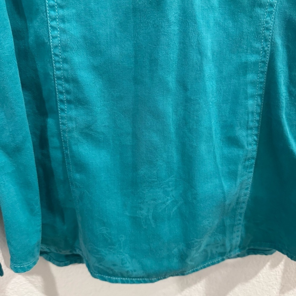 Barn Fly Trading- Vintage Turquoise Button Down Top- S - Picture 5 of 5